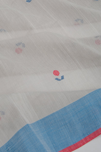 Ponduru Handspun Cotton Butta Pastel Grey Saree