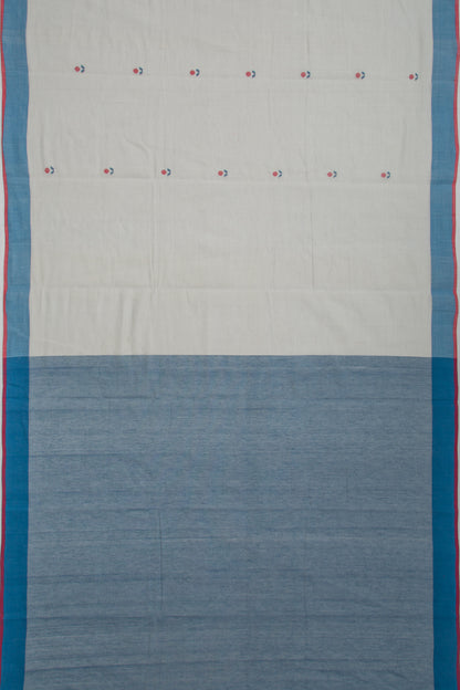 Ponduru Handspun Cotton Butta Pastel Grey Saree