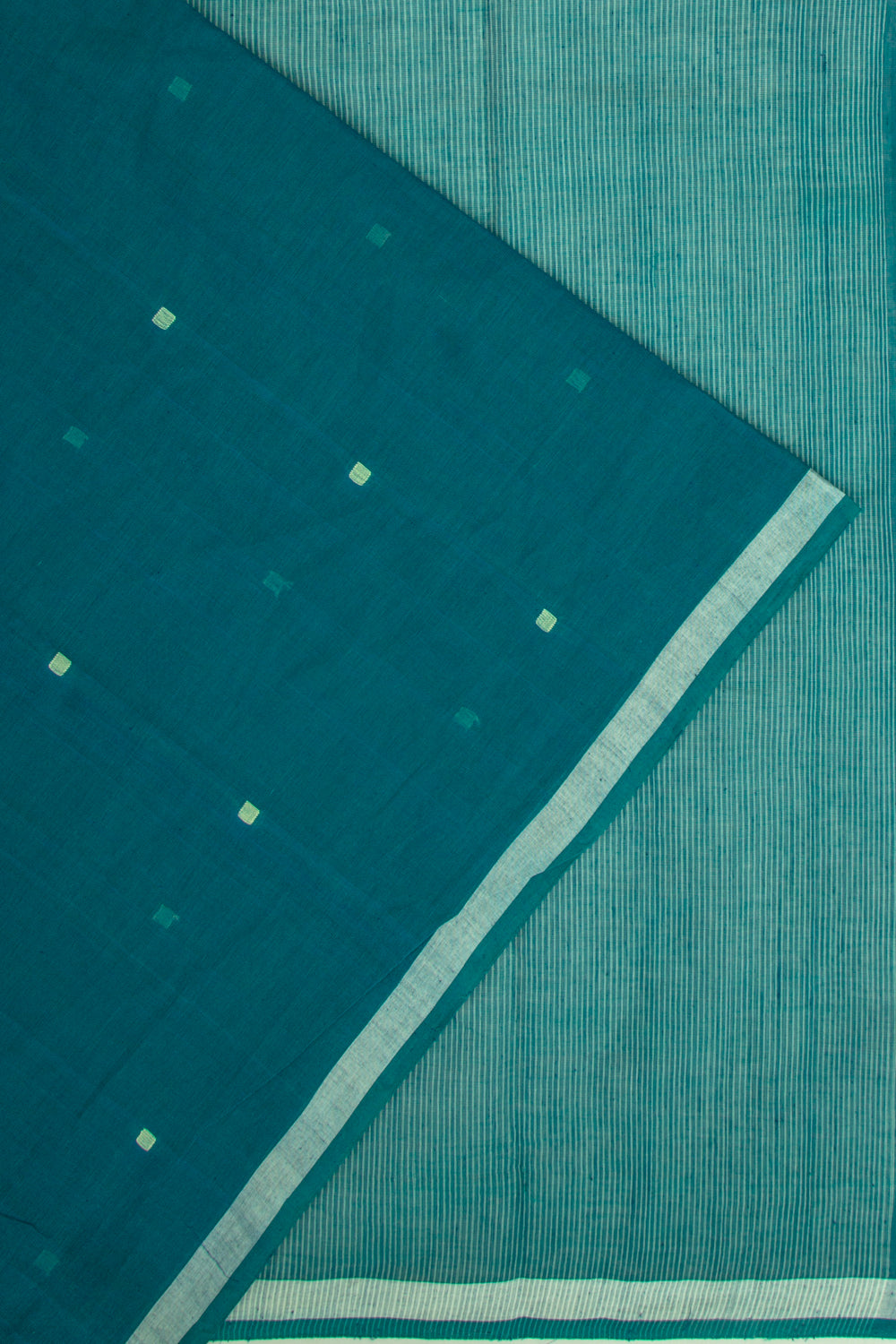 Ponduru Handspun Cotton Butta Teal Blue Saree