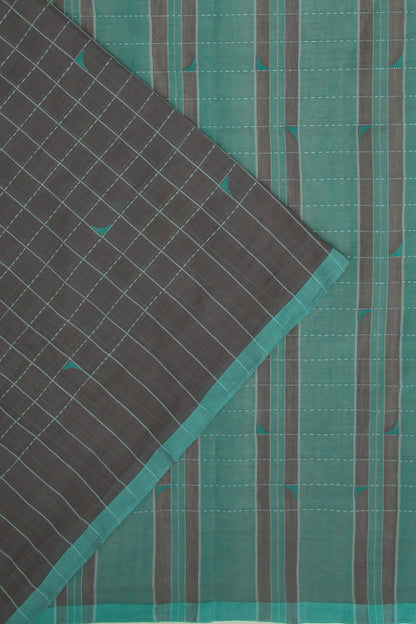 Ponduru Handspun Cotton Checks Elephant Grey Saree