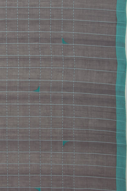 Ponduru Handspun Cotton Checks Elephant Grey Saree