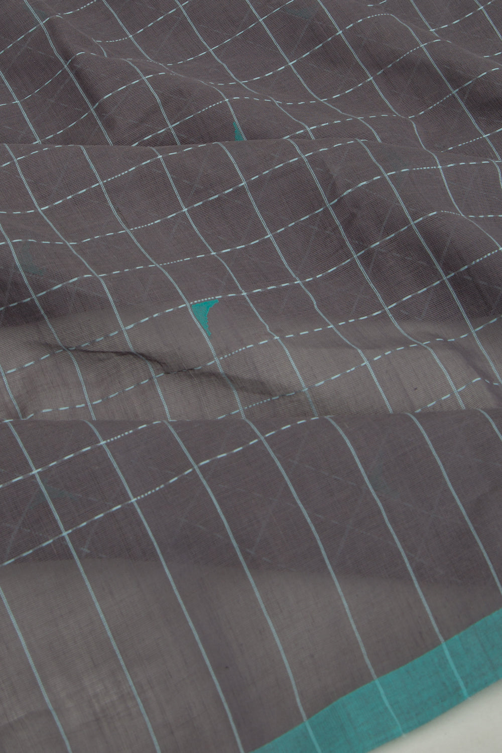 Ponduru Handspun Cotton Checks Elephant Grey Saree