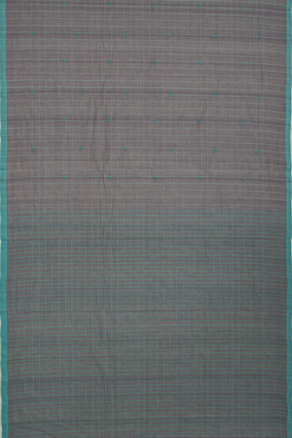 Ponduru Handspun Cotton Checks Elephant Grey Saree