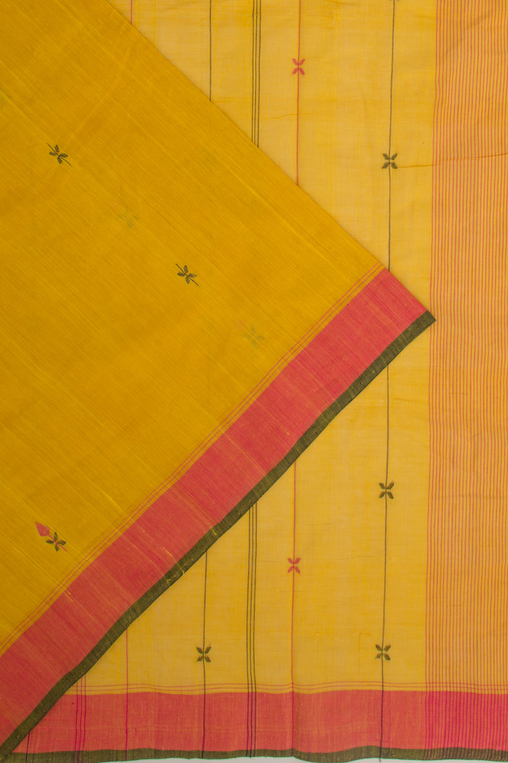 Ponduru Handspun Cotton Butta Yellow Saree