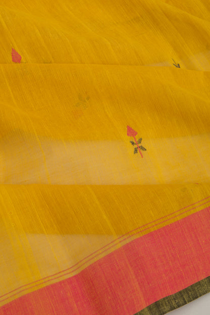Ponduru Handspun Cotton Butta Yellow Saree