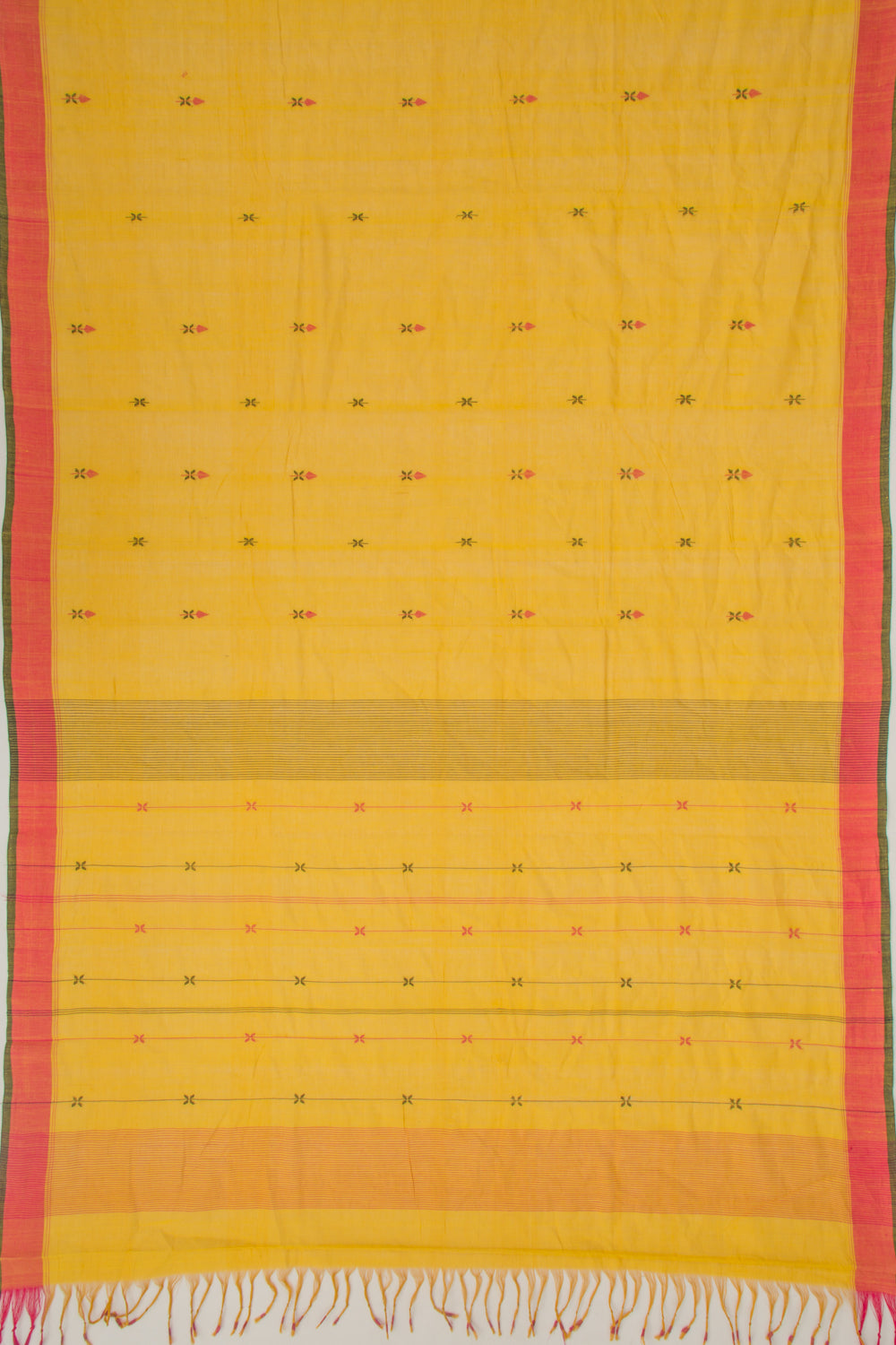 Ponduru Handspun Cotton Butta Yellow Saree