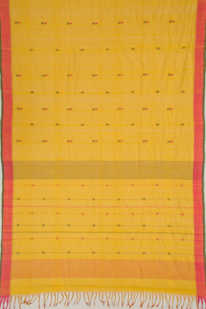 Ponduru Handspun Cotton Butta Yellow Saree
