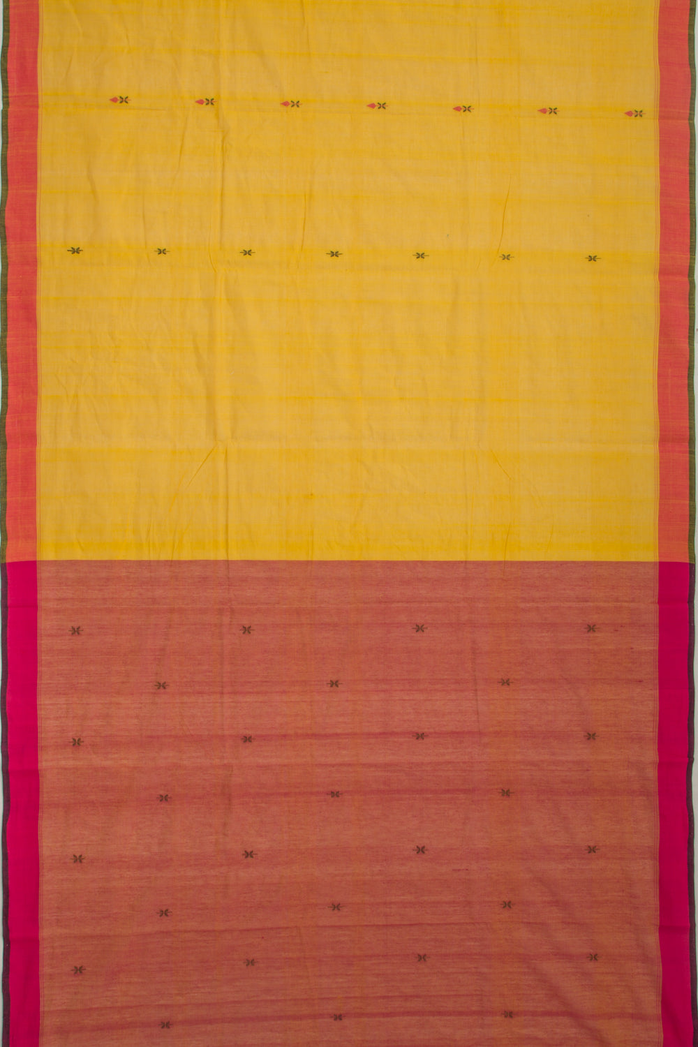 Ponduru Handspun Cotton Butta Yellow Saree