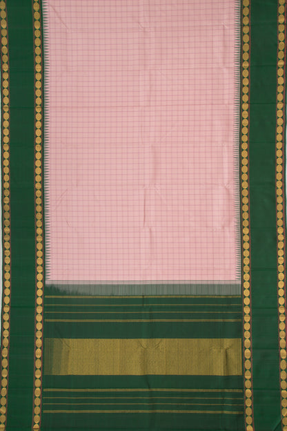 Kanchipuram Silk Checks Peach Saree