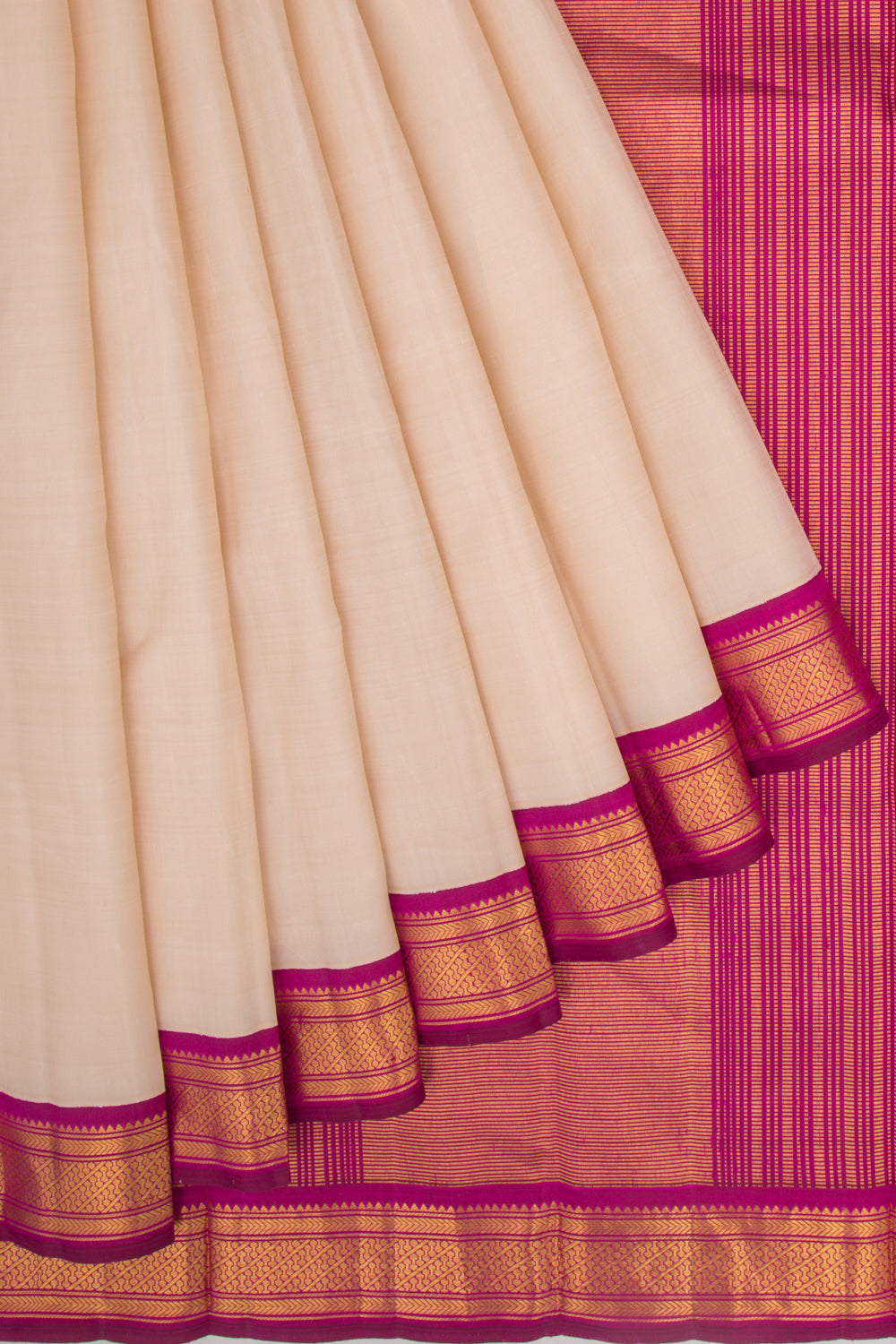 Kanchipuram Silk Plain Cream Saree