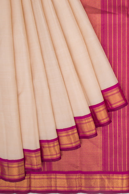 Kanchipuram Silk Plain Cream Saree