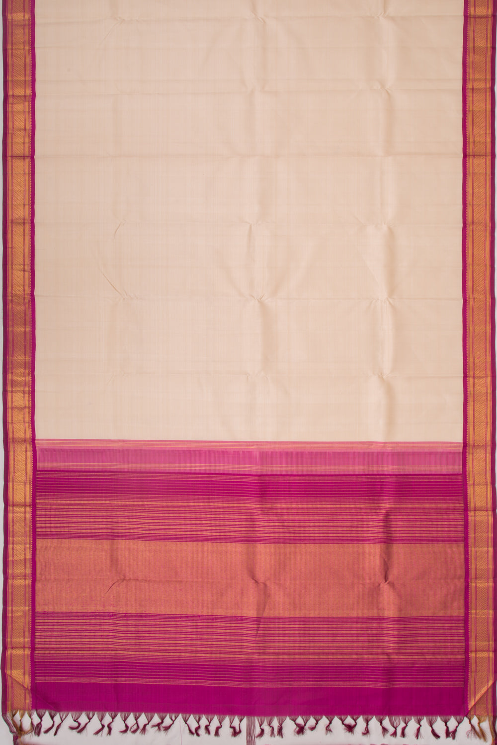 Kanchipuram Silk Plain Cream Saree