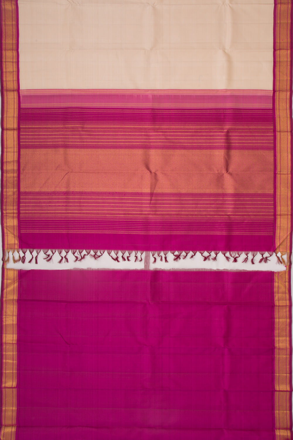 Kanchipuram Silk Plain Cream Saree