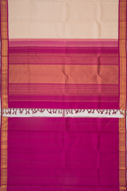 Kanchipuram Silk Plain Cream Saree