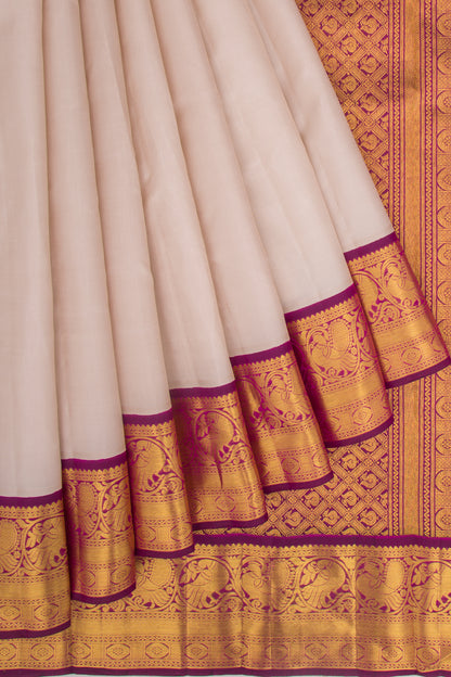 Kanchipuram Silk Plain Beige Saree