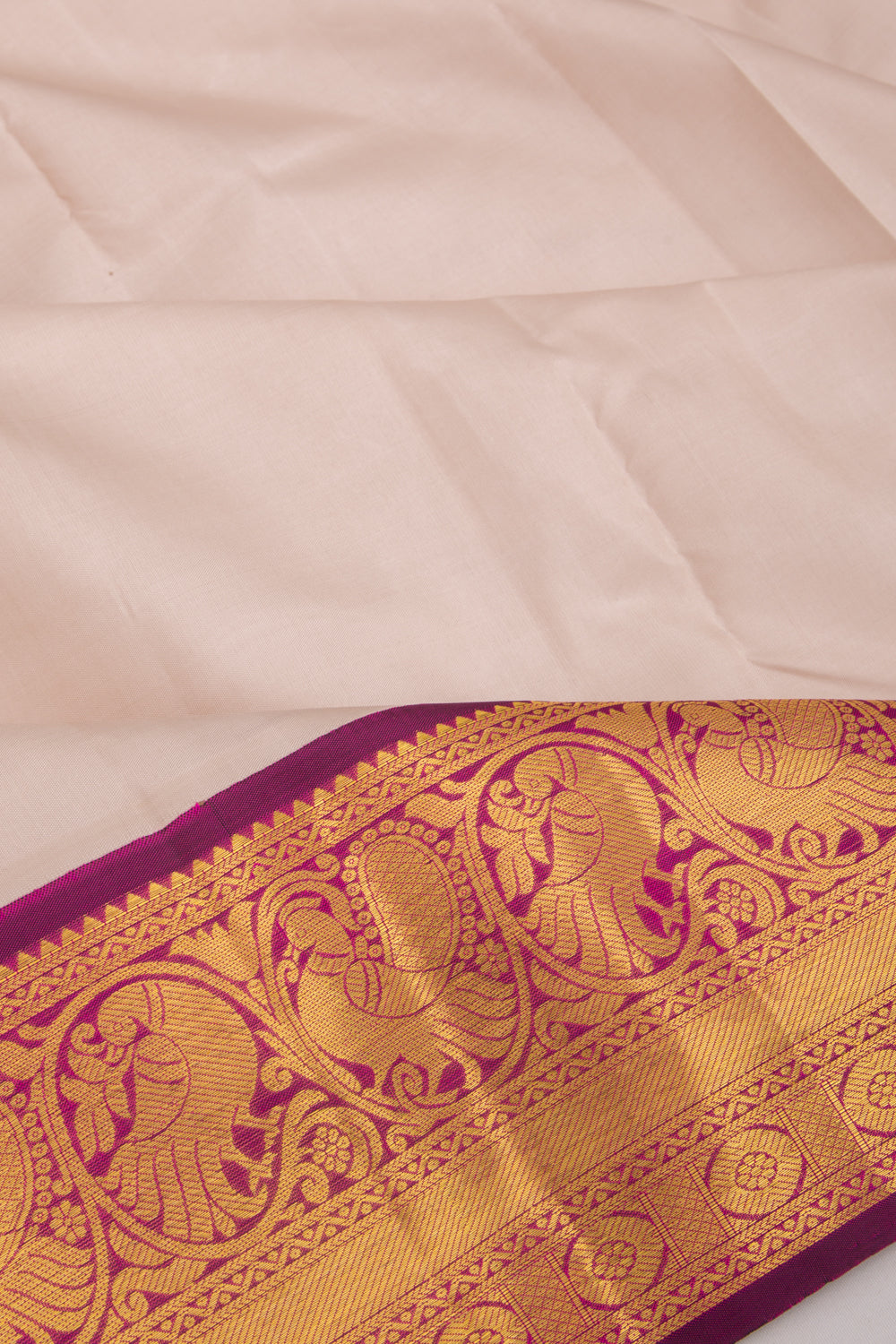 Kanchipuram Silk Plain Beige Saree