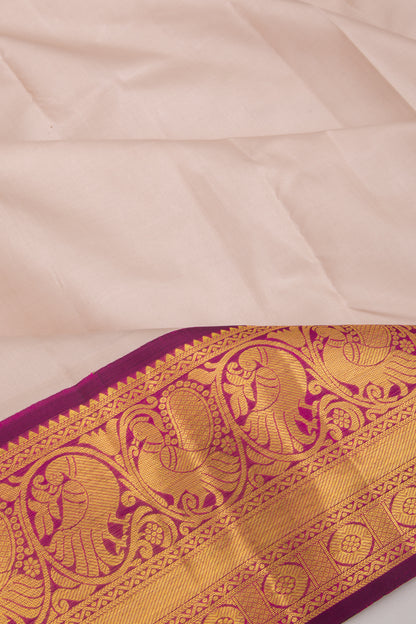 Kanchipuram Silk Plain Beige Saree