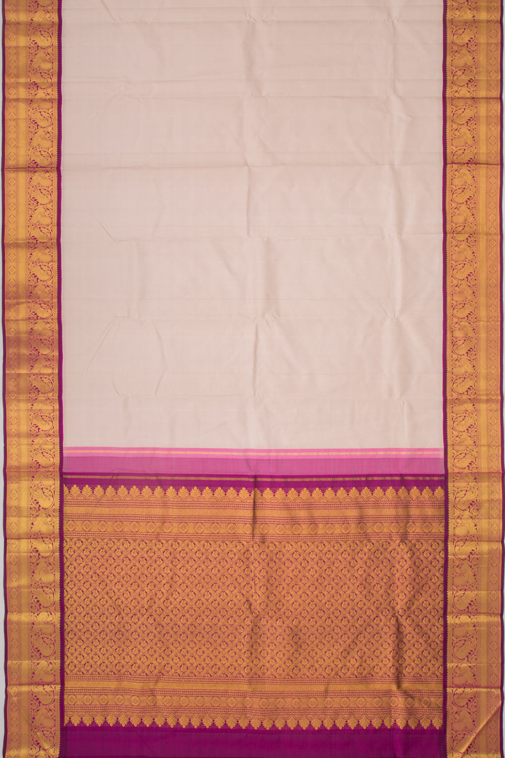 Kanchipuram Silk Plain Beige Saree