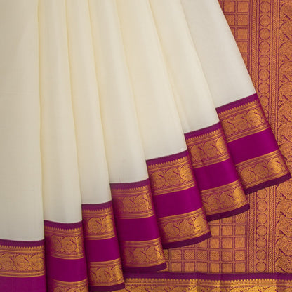 Kanchipuram Silk Plain White Saree