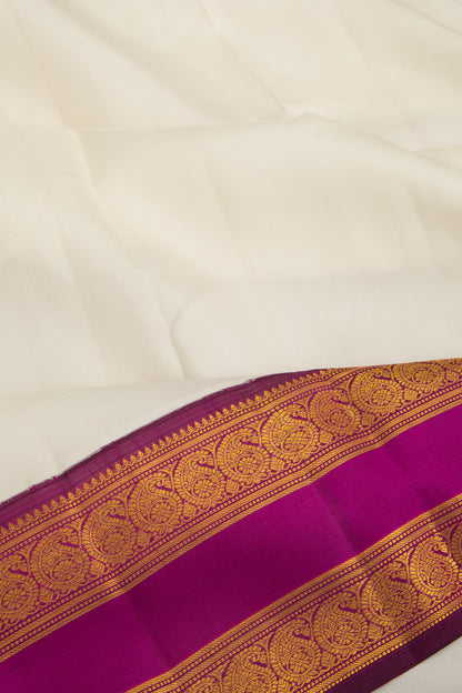 Kanchipuram Silk Plain White Saree