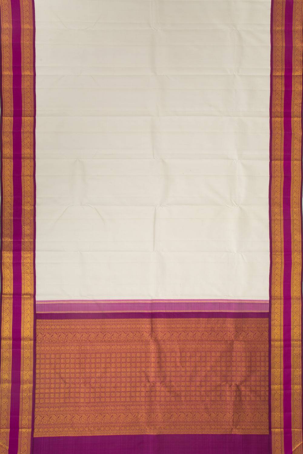 Kanchipuram Silk Plain White Saree