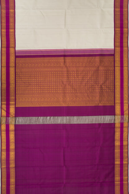 Kanchipuram Silk Plain White Saree