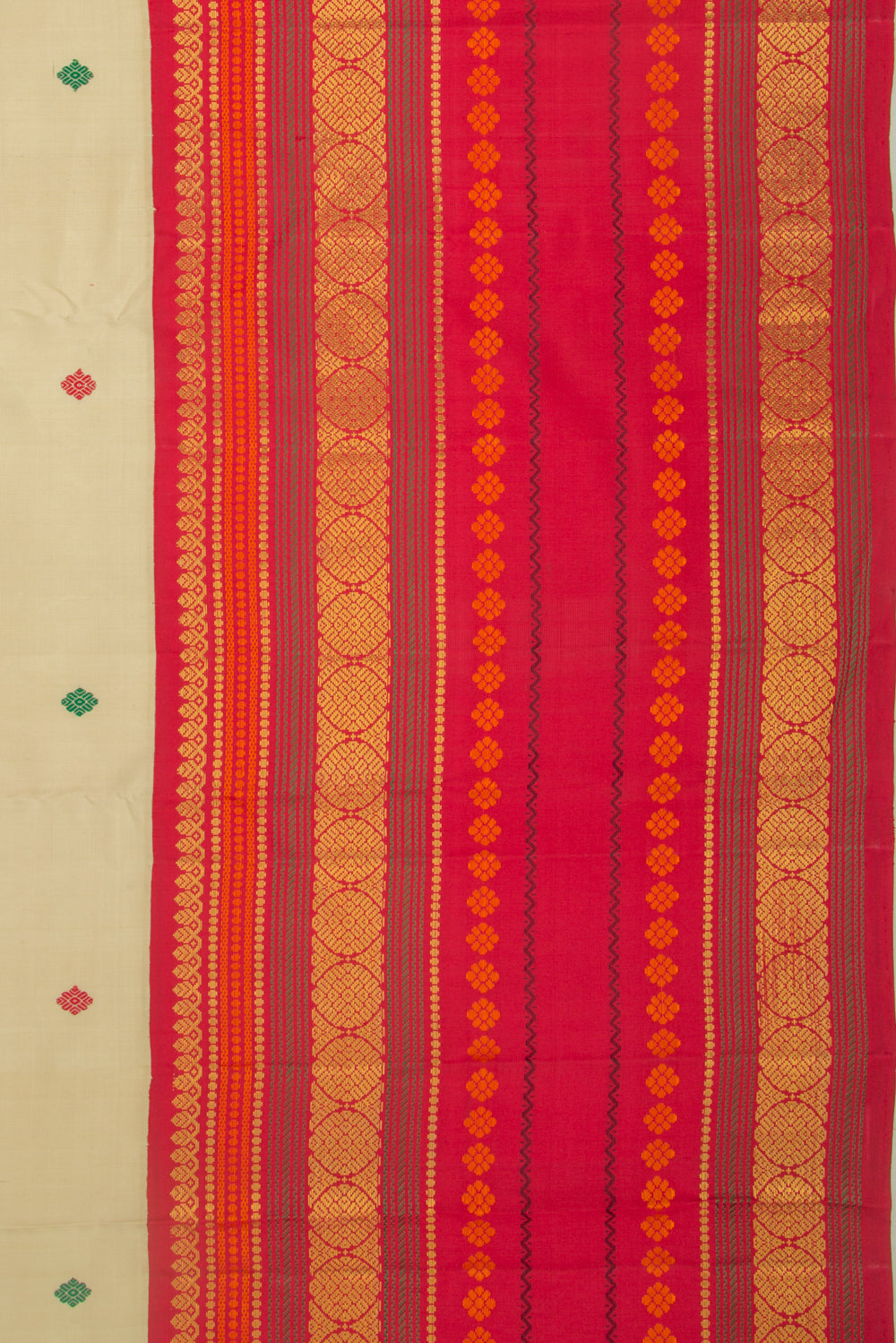 Kanchipuram Silk Butta Cream Saree