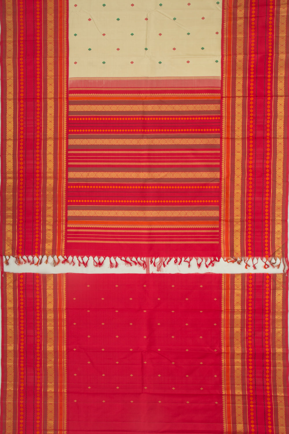 Kanchipuram Silk Butta Cream Saree