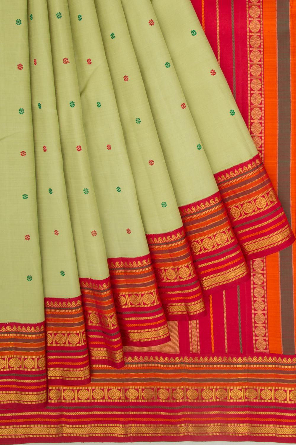 Kanchipuram Silk Butta Pista Green Saree