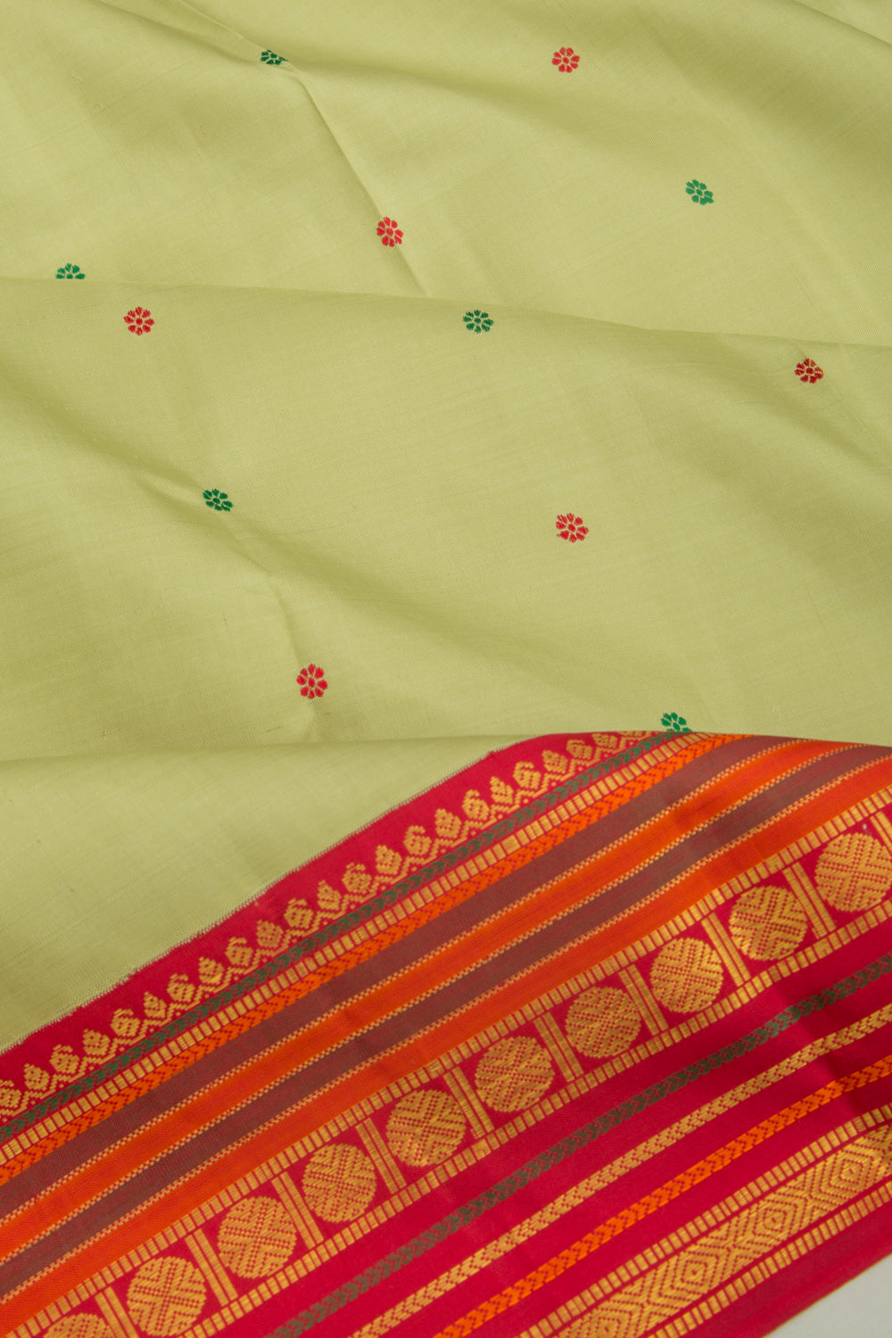 Kanchipuram Silk Butta Pista Green Saree