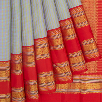 Kanchipuram Silk Lines Grey Saree
