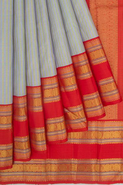 Kanchipuram Silk Lines Grey Saree