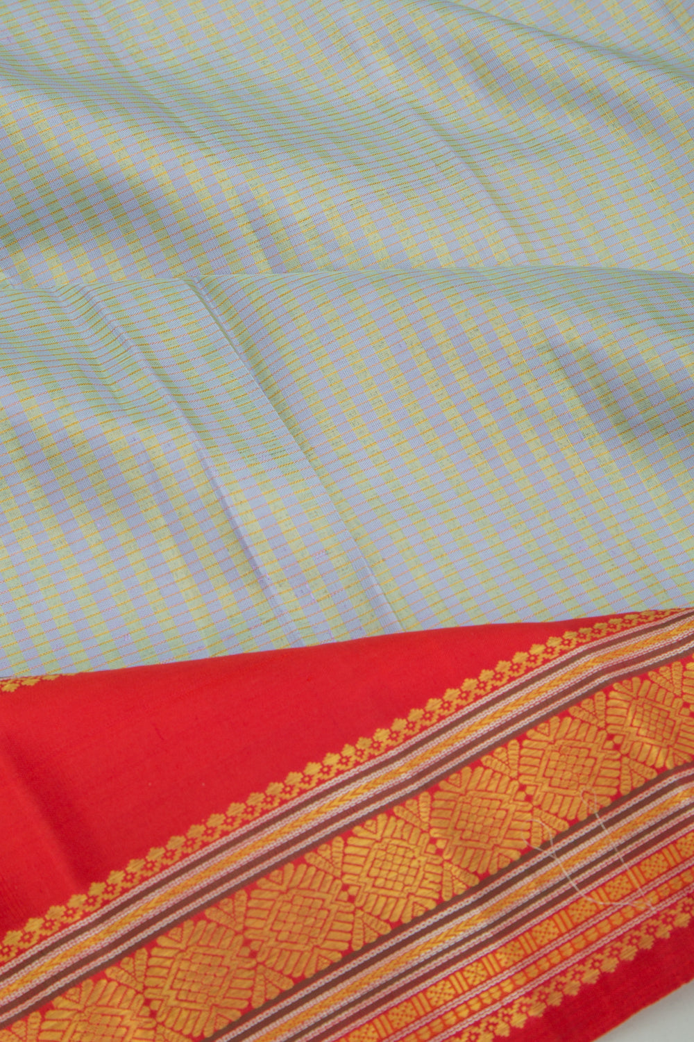 Kanchipuram Silk Lines Grey Saree
