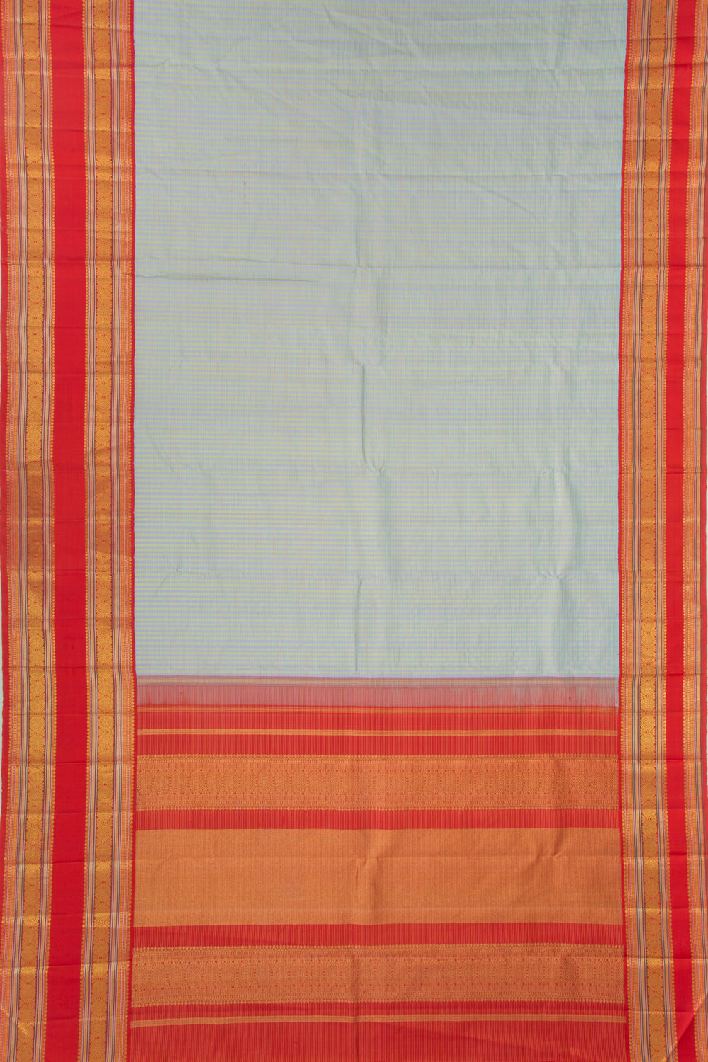 Kanchipuram Silk Lines Grey Saree