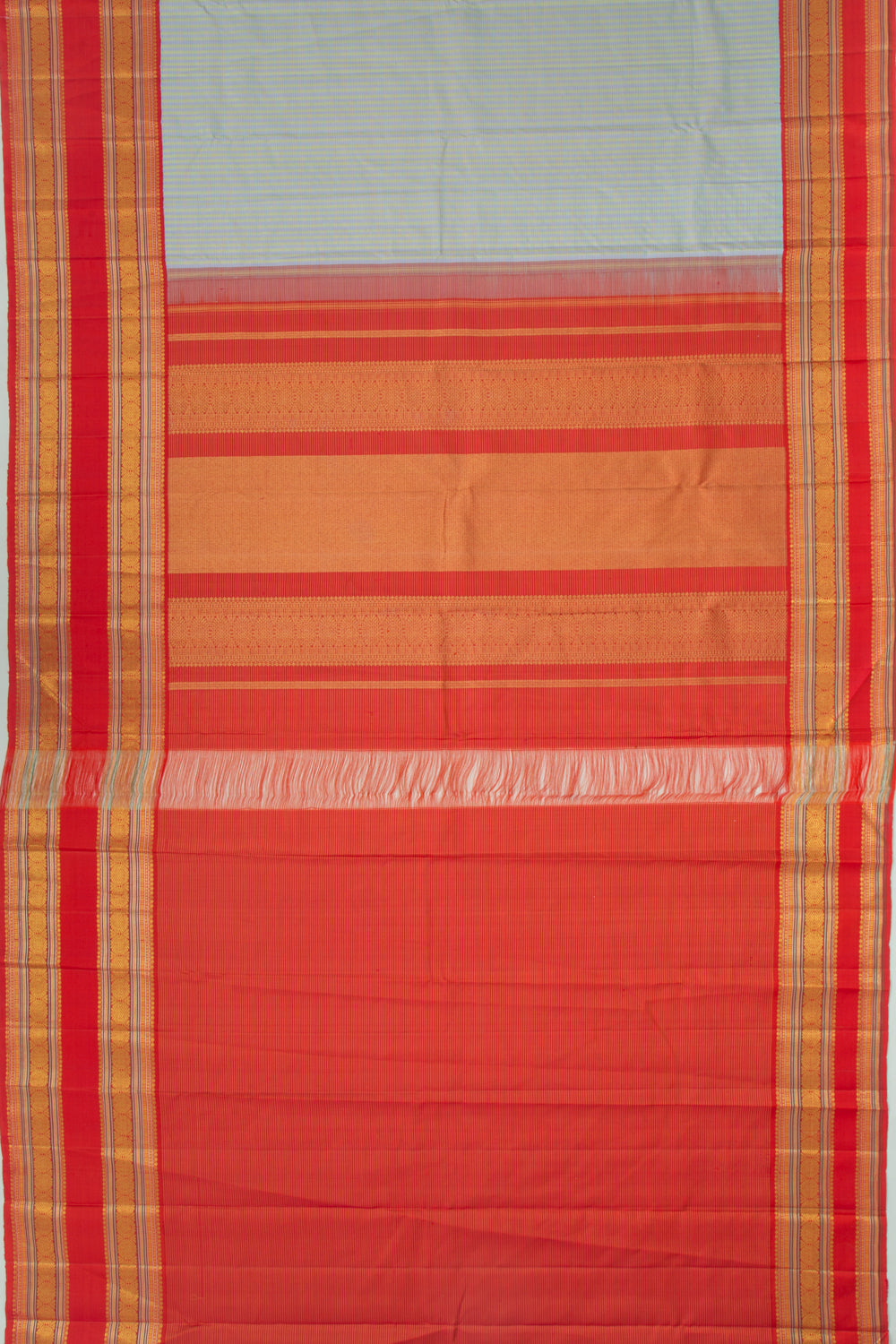 Kanchipuram Silk Lines Grey Saree
