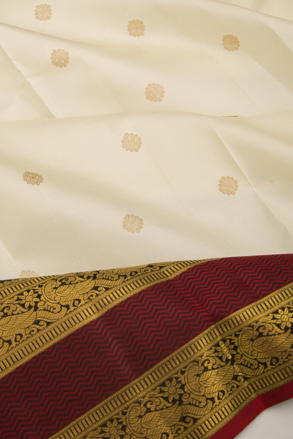 Kanchipuram Silk Butta Off White Saree