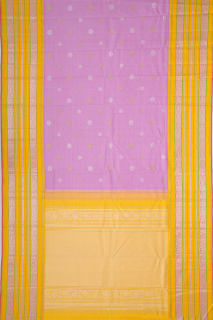 Kanchipuram Silk Checks And Butta Lavender Saree