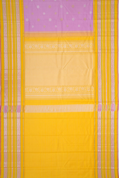 Kanchipuram Silk Checks And Butta Lavender Saree