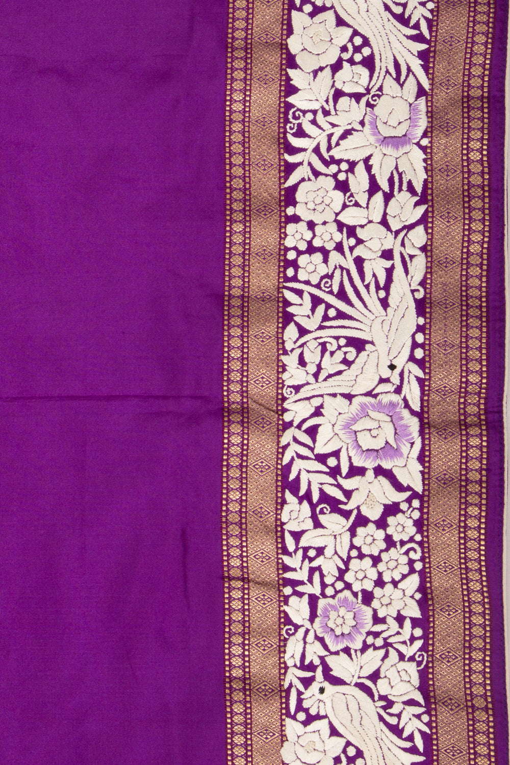 Parsi Gara Banarasi Silk Plain Purple Saree