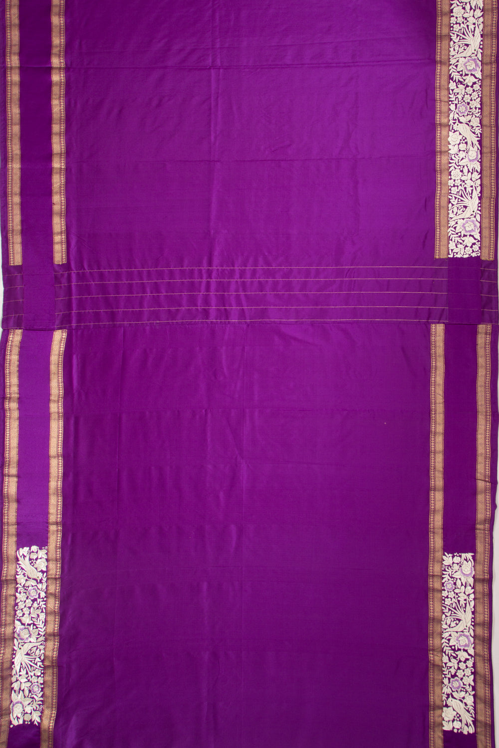 Parsi Gara Banarasi Silk Plain Purple Saree