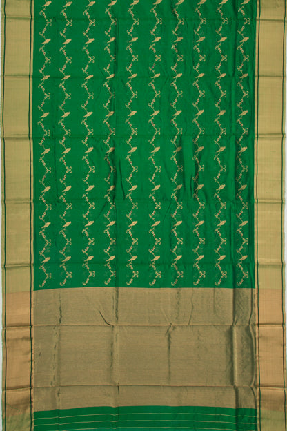 Pure Chanderi Silk Jaal Dark Green Saree
