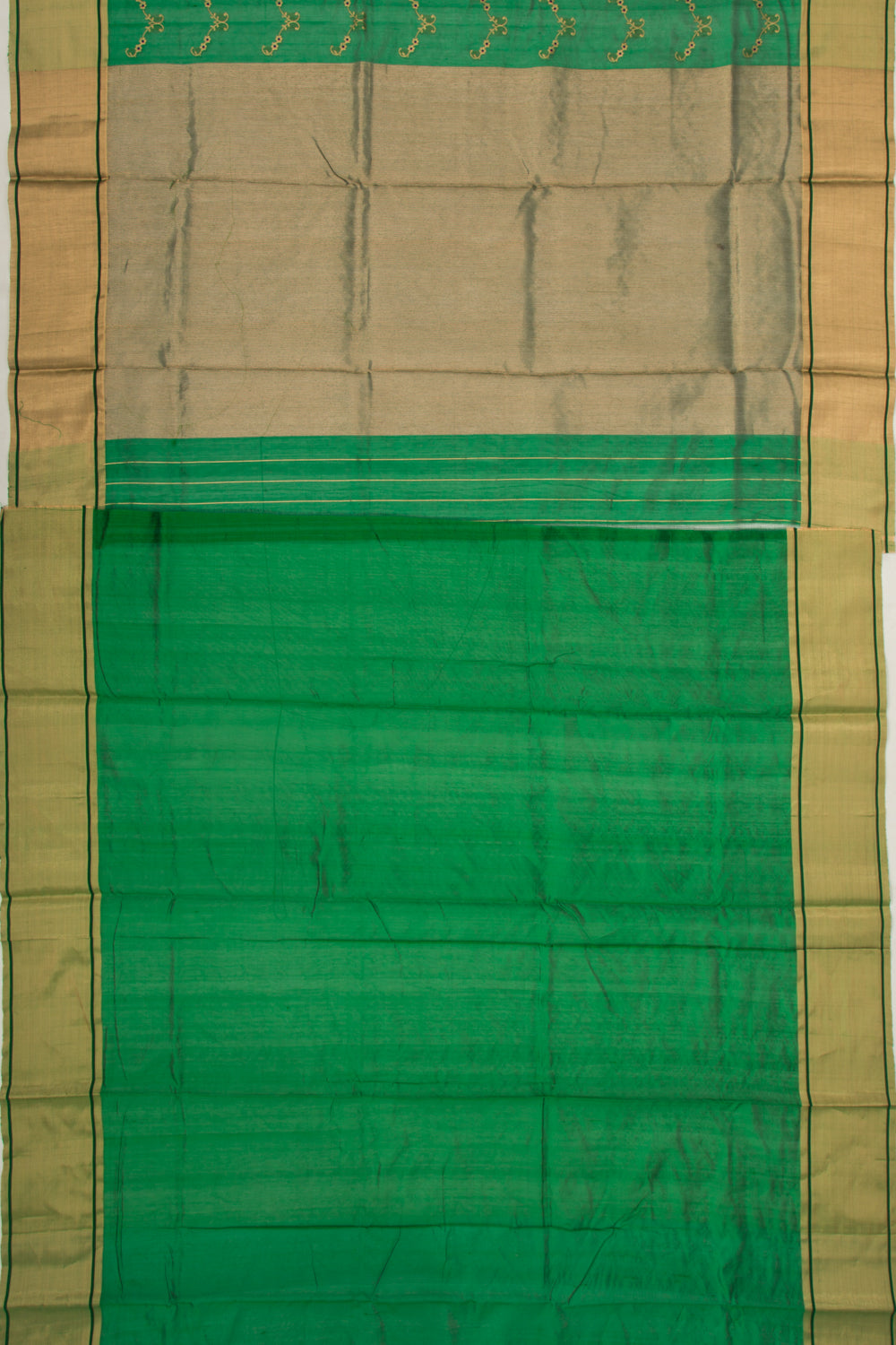 Pure Chanderi Silk Jaal Dark Green Saree