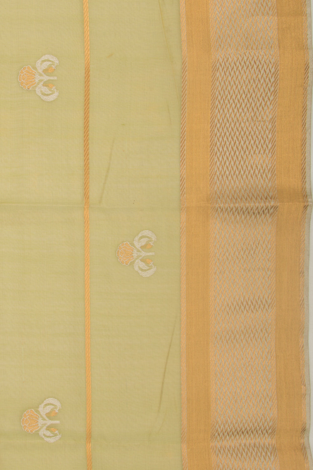 Pure Chanderi Silk Tissue Lines And Butta Green Saree