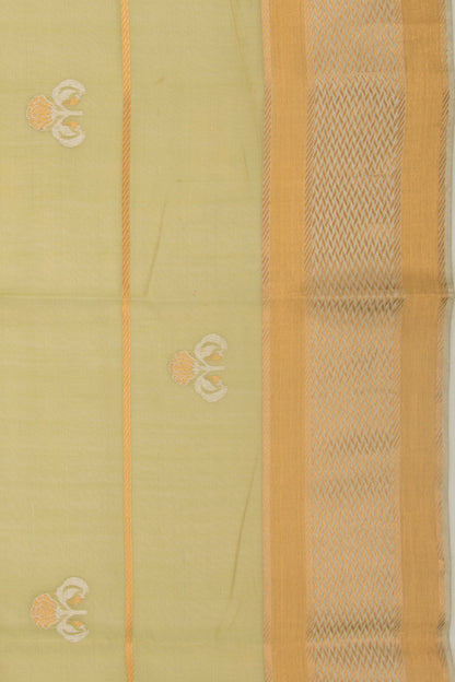 Pure Chanderi Silk Tissue Lines And Butta Green Saree