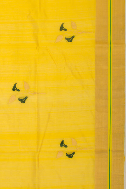 Pure Chanderi Silk Butta Yellow Saree