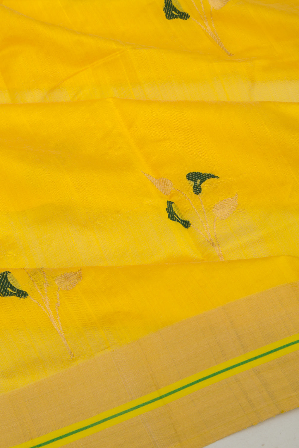 Pure Chanderi Silk Butta Yellow Saree