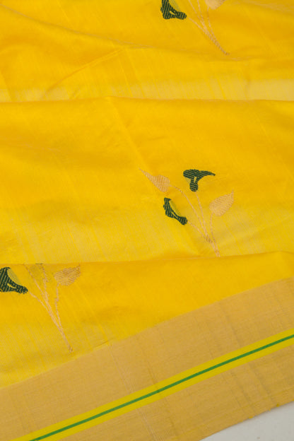 Pure Chanderi Silk Butta Yellow Saree