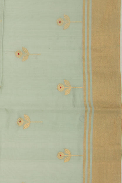 Pure Chanderi Silk Butta Sage Green Saree