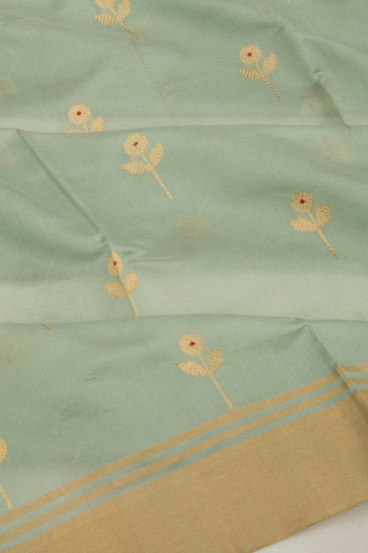 Pure Chanderi Silk Butta Sage Green Saree