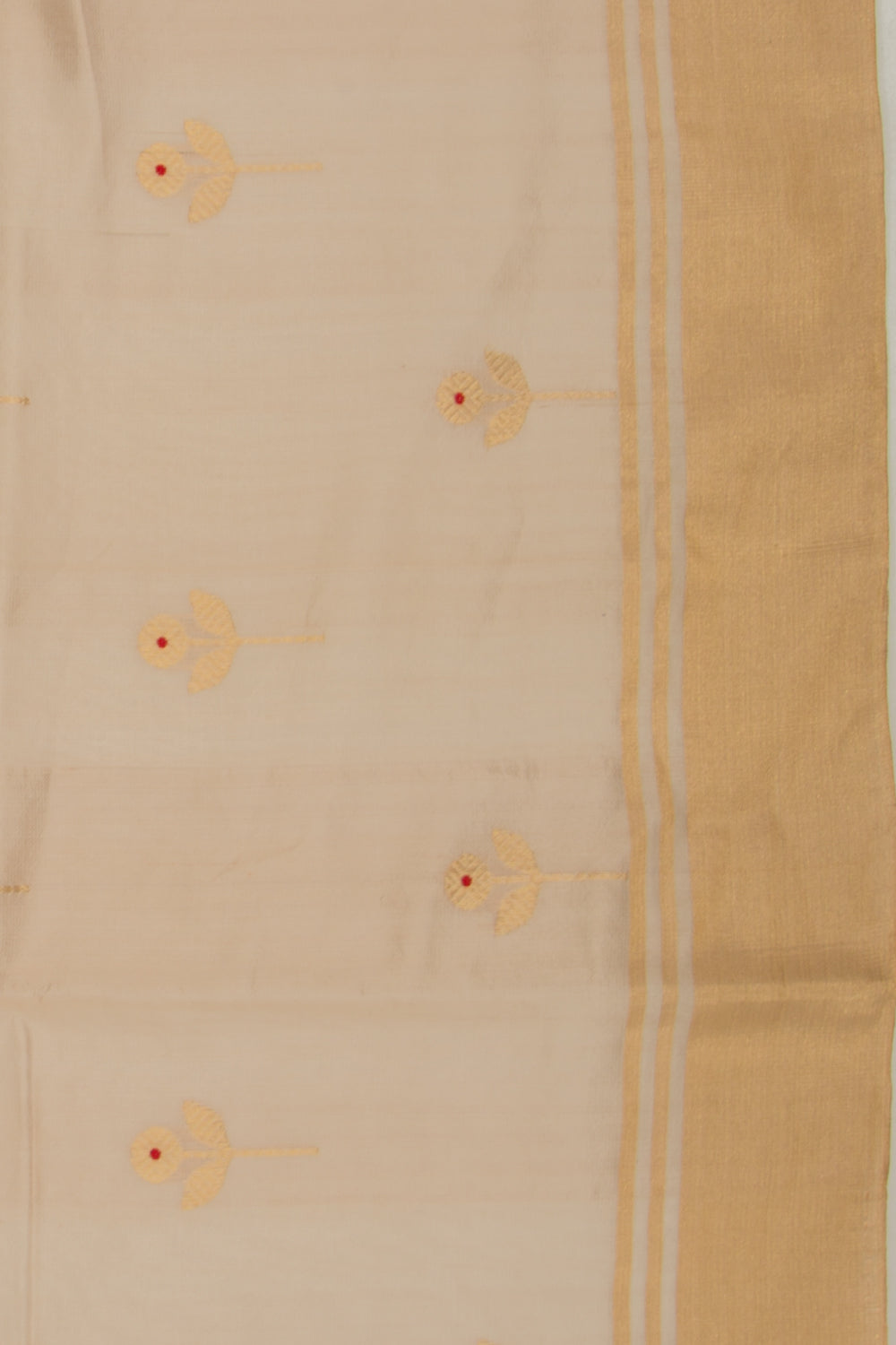 Pure Chanderi Silk Butta Cream Saree